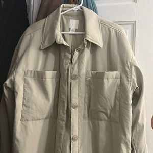 H&M oversized button down tuape/green light jacket